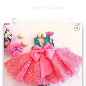 Designer Toddler girl party dress with bow.